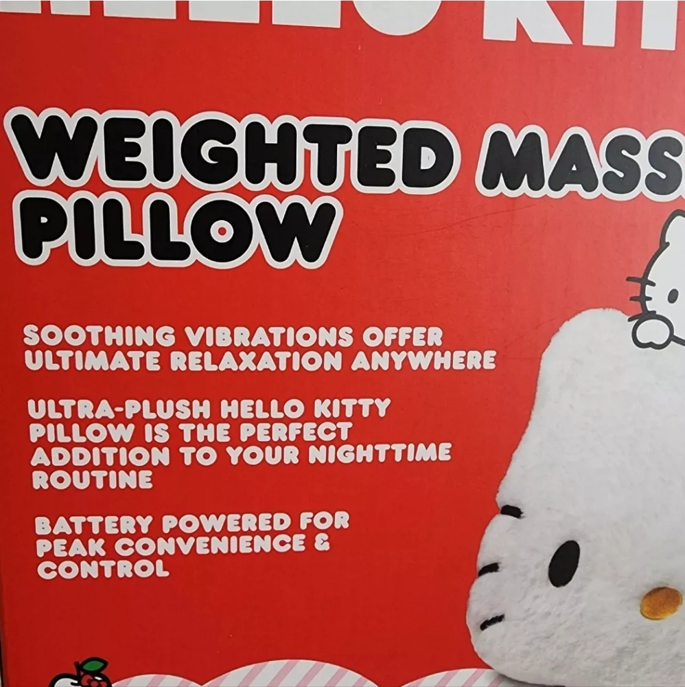 Hello Kitty Weighted Vibrating Massage Pillow White with Red Bow